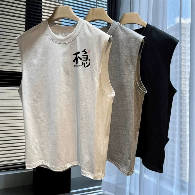 Áo gile thể thao nam cotton thuần chất liệu mới, kiểu dáng thời trang, thanh lý mùa hè tại cửa hàng xuất khẩu.