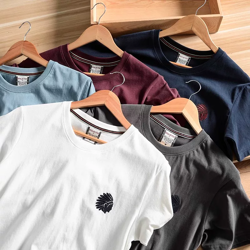 Áo thun cotton in họa tiết cổ điển Mỹ, dáng rộng, tay ngắn, hàng xuất khẩu, giá rẻ
