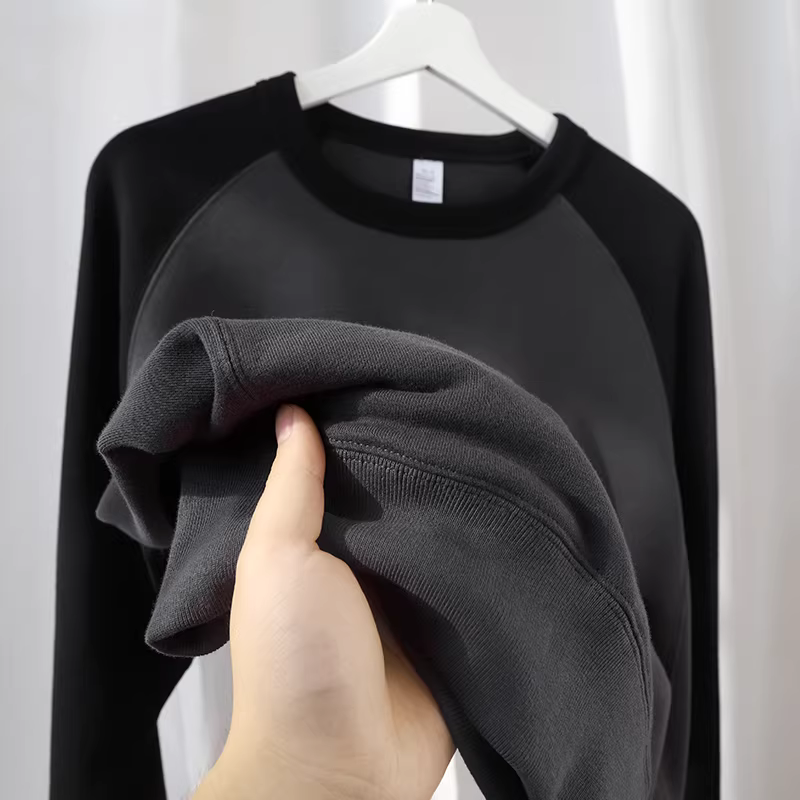 Áo thun tay raglan chất dày dặn, kiểu dáng rộng rãi, màu sắc phối hợp, phong cách thường ngày, xuất khẩu từ thương hiệu Outlet~