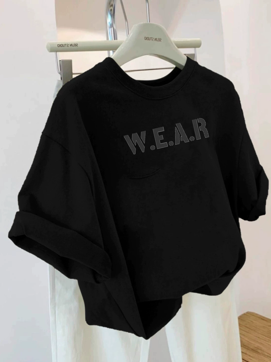 Đơn hàng xuất khẩu dư thừa ~ Cắt mác, thu hồi từ ngoại thương, in ấn, cá nhân hóa, cổ tròn, chất liệu cotton nguyên chất, đơn giản, thời trang, tay ngắn, phong cách Hồng Kông, kiểu ins.