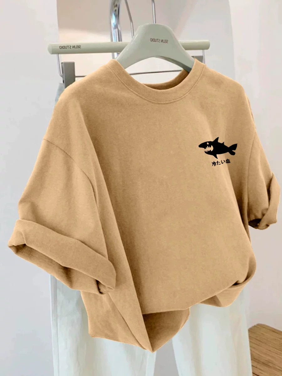 Xả kho hàng xuất khẩu dư thừa ~ Áo thun tay ngắn in hình chất liệu cotton 100% kiểu dáng đơn giản mới thời trang unisex, kiểu dáng rộng rãi ins2024