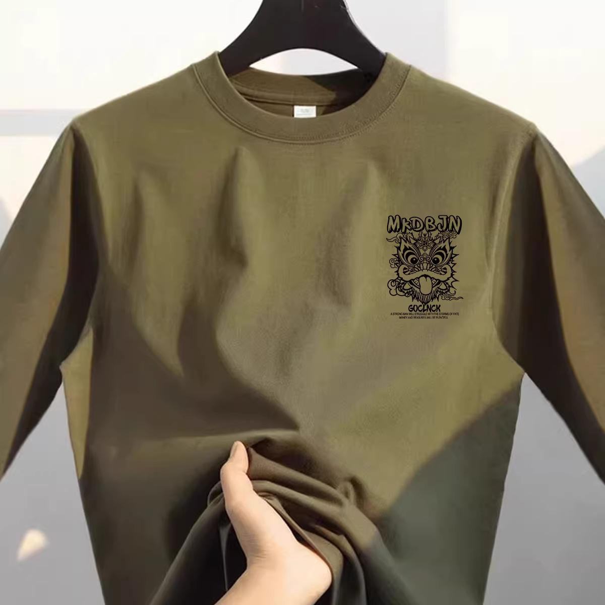 Outlet~ Quầy xuất khẩu hàng hiệu áo thun dài tay dáng rộng chất liệu cotton nguyên chất đa năng mùa thu đông kiểu Mỹ dành cho nam và nữ