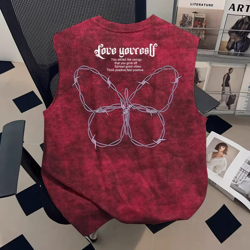 Cửa hàng~ Quần áo xuất khẩu hàng hiệu với giá giảm, cảm giác cao cấp, áo gile nam kiểu tie-dye năng động