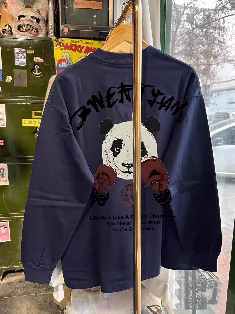 Áo thun dài tay cotton nguyên chất kiểu Mỹ mới, đa năng, giá rẻ, hàng xuất khẩu, có thể cắt nhãn, dành cho nam và nữ, mùa thu