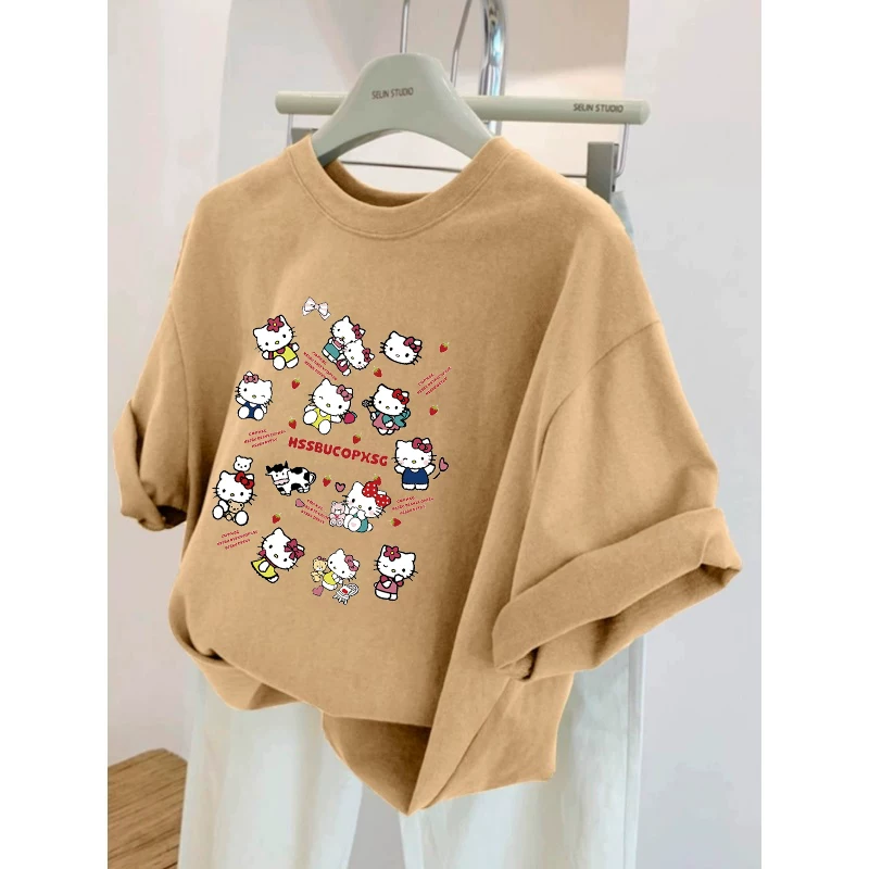 Giảm giá đặc biệt~ Hàng xuất khẩu dư thừa, áo thun cotton in hình hoạt hình thời trang, dáng rộng, chất liệu cotton nguyên chất, giảm giá dành cho nam và nữ