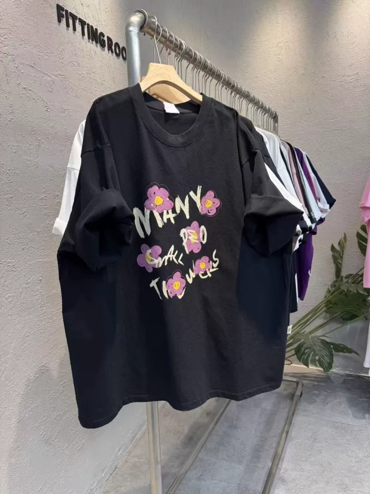 Áo thun cotton nguyên chất tay ngắn, kiểu Hàn Quốc thời trang, unisex, đa năng, hàng xuất khẩu, giá rẻ.