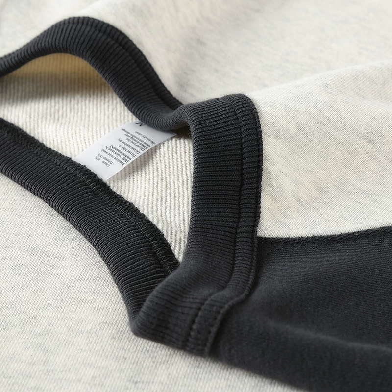 Áo thun cổ tròn phối màu phong cách mới, chất liệu cotton, kiểu dáng raglan, màu trơn, hàng xuất khẩu, thanh lý mùa thu, thời trang.