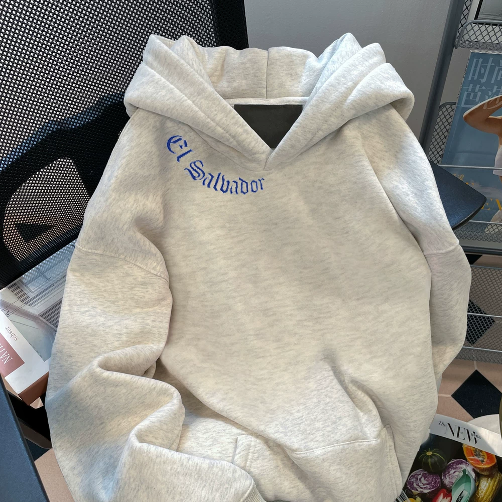 Cửa hàng~ Quầy hàng thương mại quốc tế có thương hiệu cắt mác và bán lỗ, áo hoodie cổ điển Mỹ dành cho nam và nữ, kiểu dáng thời thượng lót lông mùa đông.