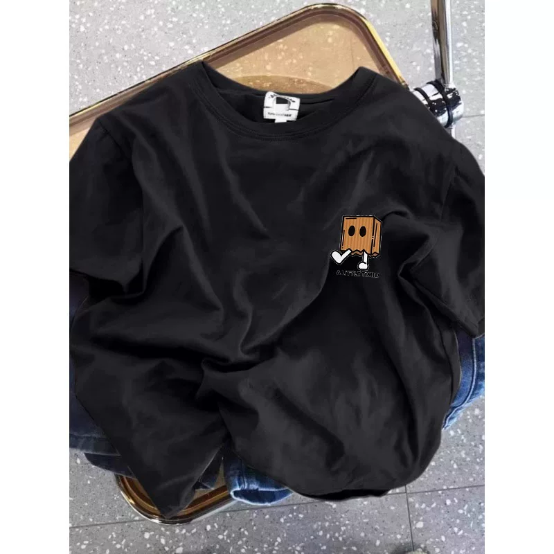 Xả kho hàng hiệu~ Hàng tồn kho xuất khẩu, hàng xuất khẩu cắt mác, phong cách retro Mỹ, áo thun cotton nguyên chất in hình, dáng rộng, tay ngắn mới dành cho nam và nữ