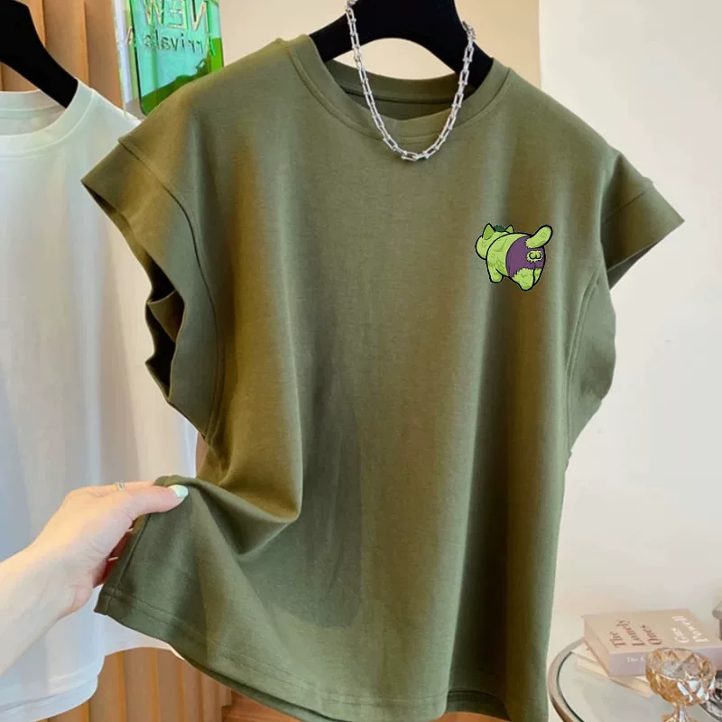 Giảm giá đặc biệt~ Hàng xuất khẩu dư thừa, áo thun cotton dày dặn mới, không tay, kiểu dáng rộng rãi và đa năng