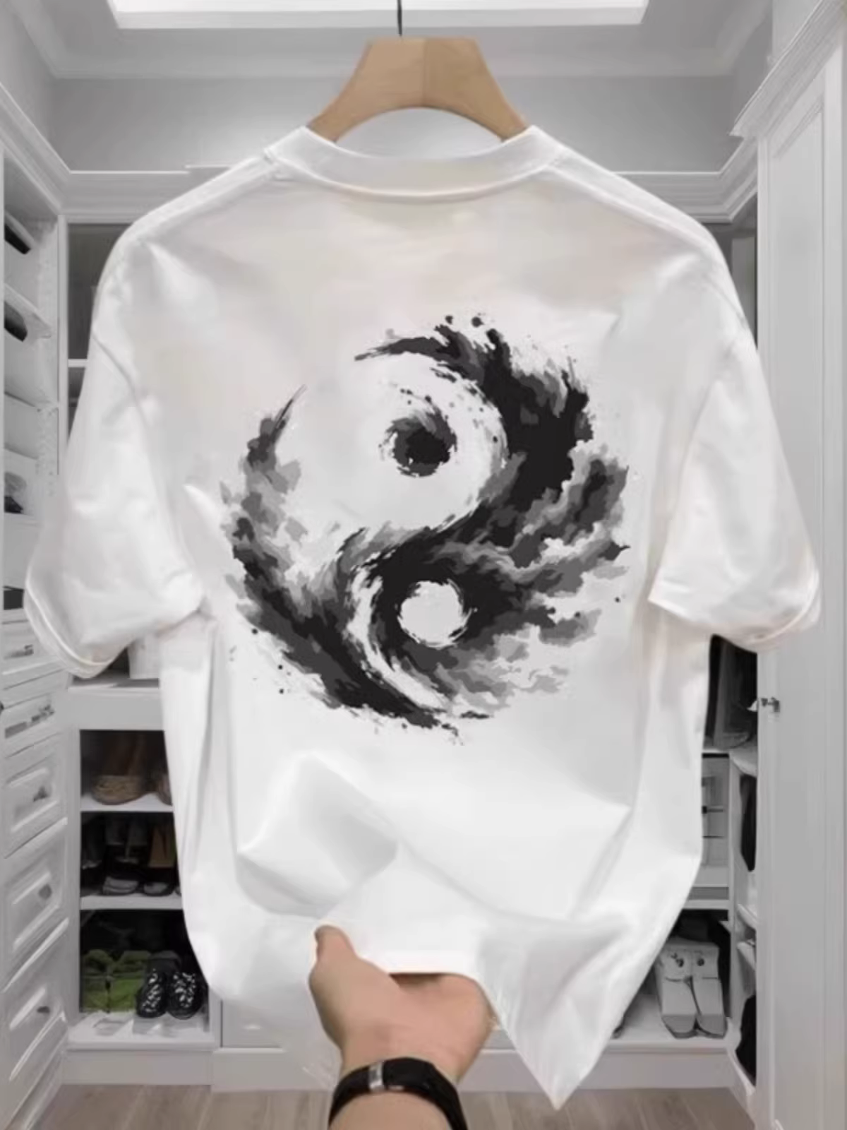 Áo thun cotton dày dặn, kiểu dáng mới lạ, độc đáo, unisex, rộng rãi, tay ngắn, hàng xuất dư thanh lý.