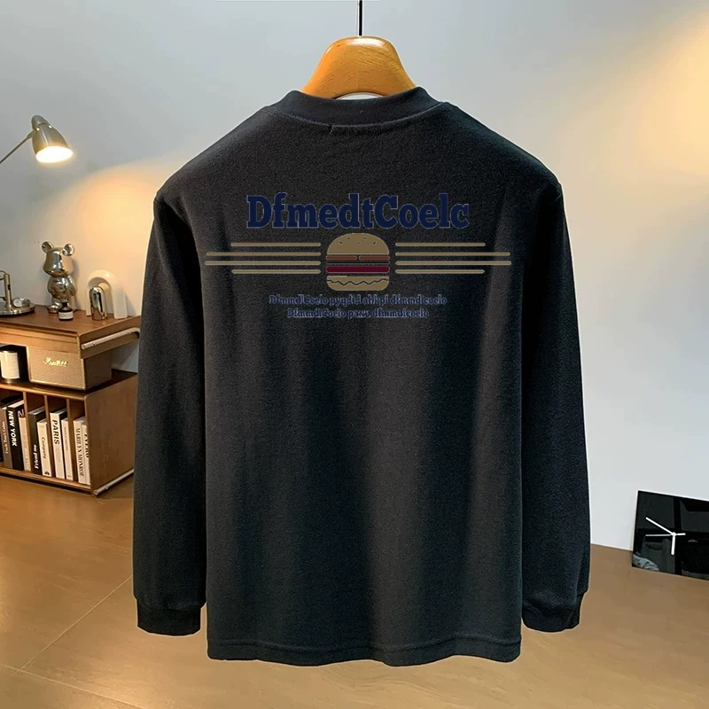 Outlet~ Thương hiệu xuất khẩu thanh lý hàng tồn kho mùa thu cổ điển cotton nguyên chất mới áo thun dài tay dáng rộng dành cho nam và nữ