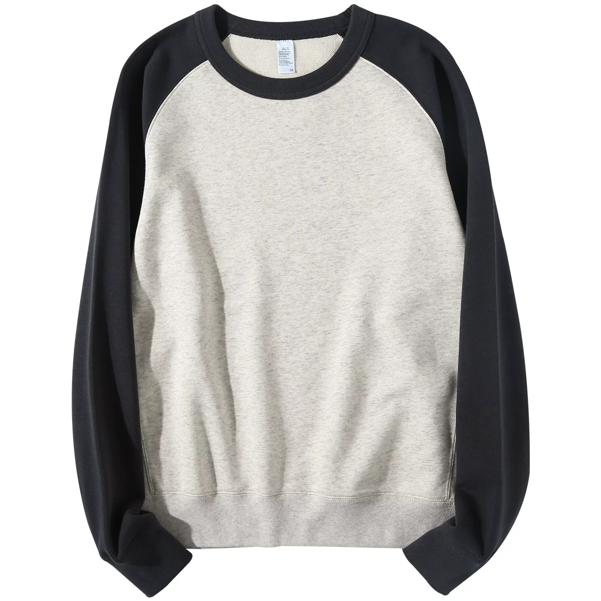 Áo thun cổ tròn phối màu phong cách mới, chất liệu cotton, kiểu dáng raglan, màu trơn, hàng xuất khẩu, thanh lý mùa thu, thời trang.