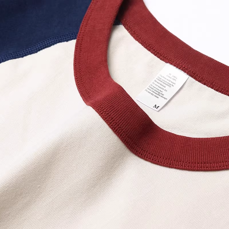 Outlet~ Hàng xuất khẩu thanh lý, áo thun ngắn tay phối màu raglan mùa hè chất liệu cotton nguyên chất dành cho nam và nữ.