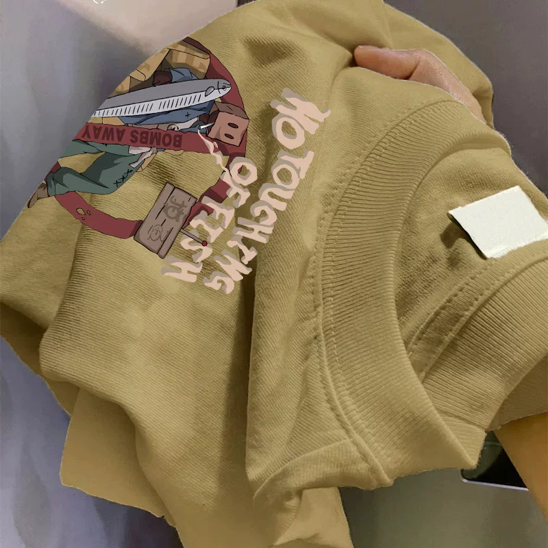 Giảm giá đặc biệt~ Hàng xuất khẩu dư thừa, áo thun cotton nguyên chất tay ngắn dáng rộng phong cách hoạt hình thời thượng mới, kiểu retro