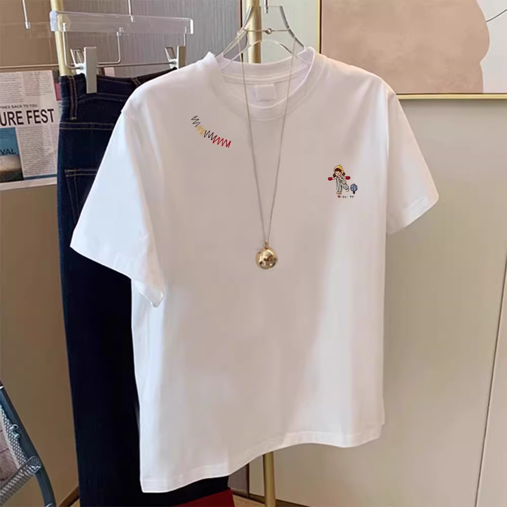 Outlet~ Hàng xuất khẩu thanh lý, áo thun ngắn tay in họa tiết cotton nguyên chất đơn giản theo phong cách retro Mỹ