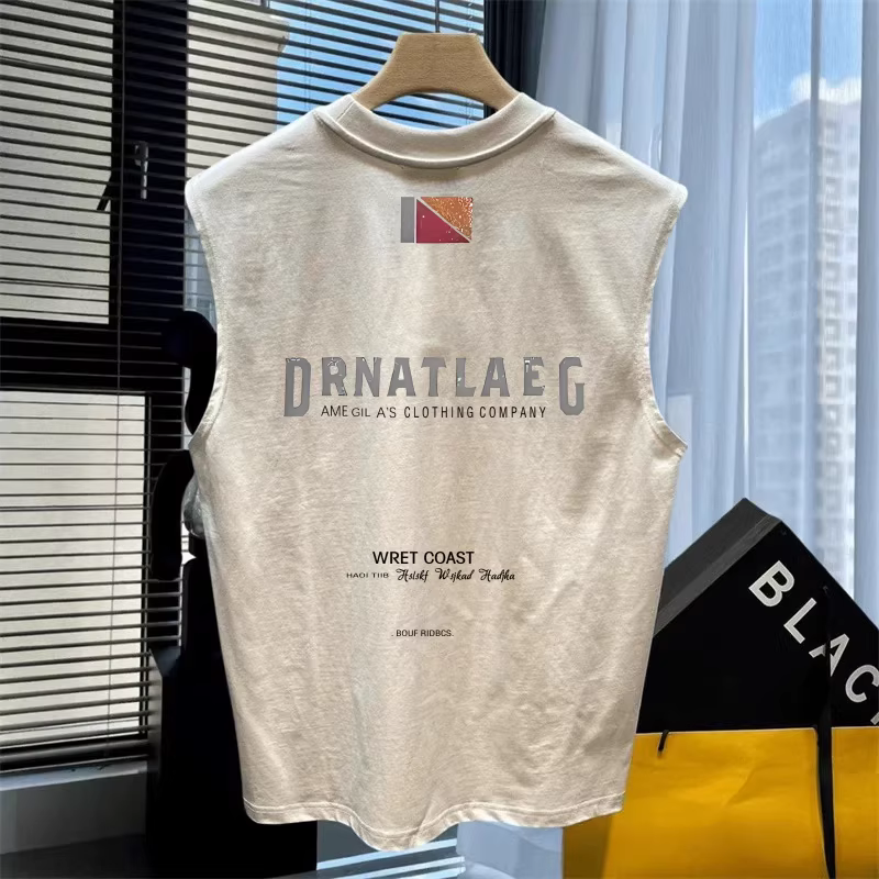 Áo thun nam mùa hè chất liệu cotton 100%, kiểu dáng đơn giản, không tay, hàng xuất khẩu, thanh lý kho.