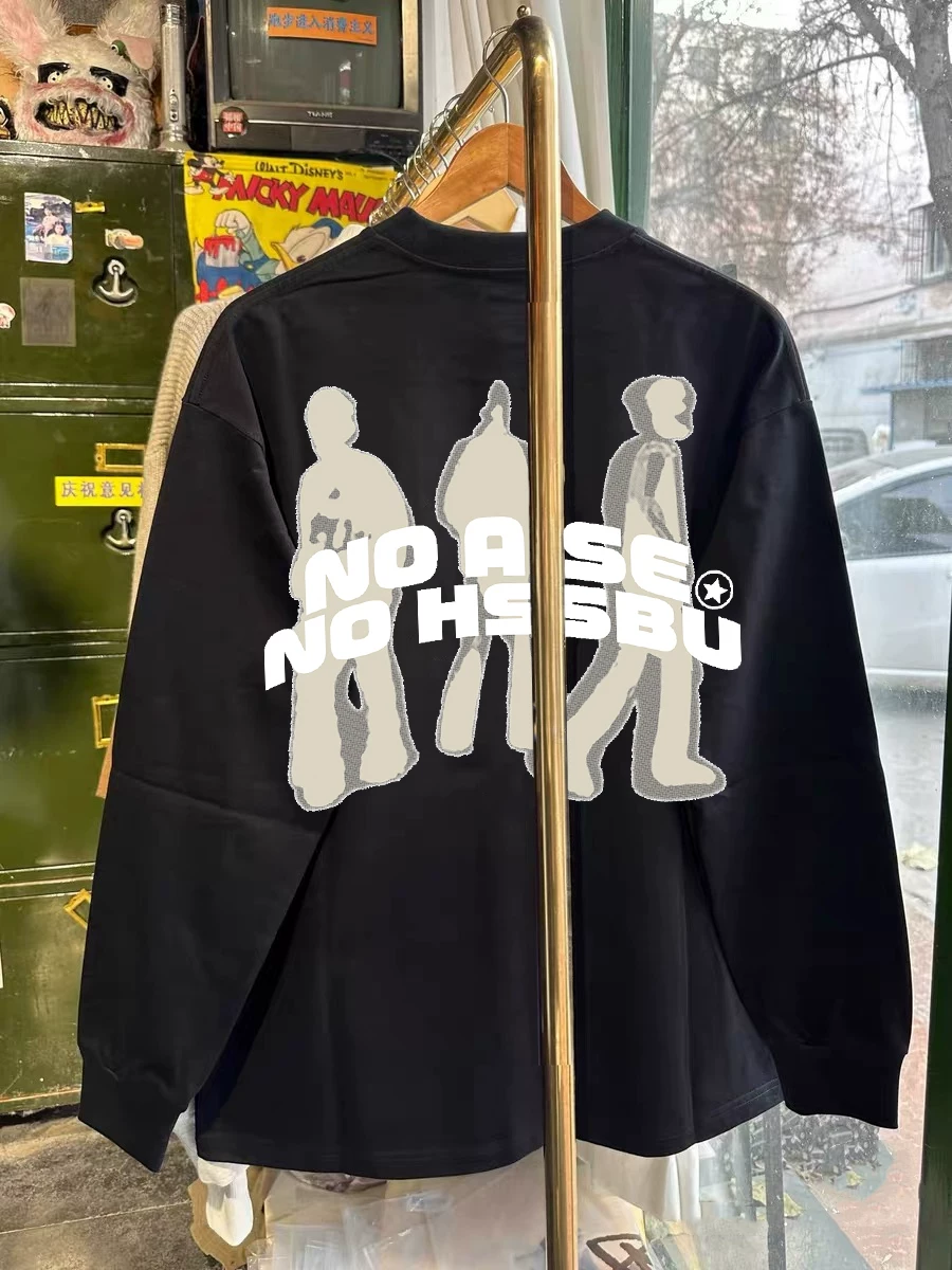Outlet~ Hàng xuất khẩu giảm giá, áo thun dài tay dáng rộng chất liệu cotton nguyên chất mới mùa thu dành cho cả nam và nữ