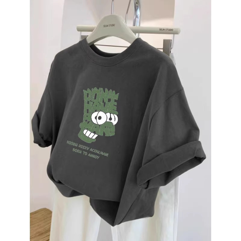 Giảm giá đặc biệt~ Hàng xuất khẩu dư thừa của các thương hiệu nổi tiếng, áo thun ngắn tay in họa tiết phong cách retro Mỹ, chất liệu cotton nguyên chất, kiểu dáng rộng rãi, mới.