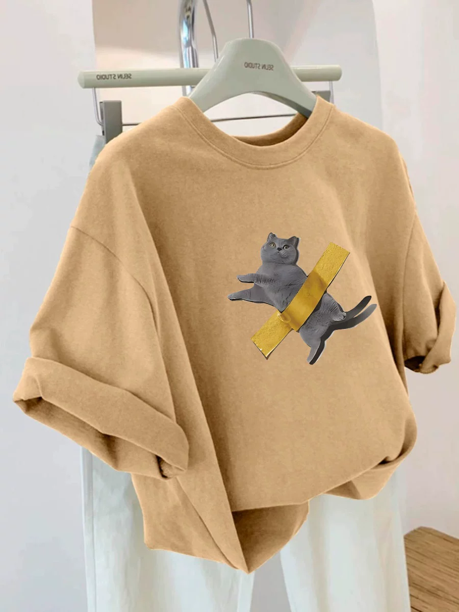 Xả kho hàng xuất khẩu dư thừa ~ Áo thun tay ngắn in họa tiết đa năng, kiểu dáng rộng rãi, unisex, thương hiệu độc đáo, hợp xu hướng mới