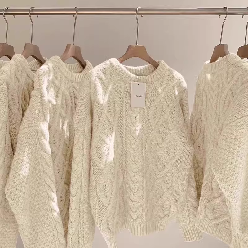 Áo len dệt kim cổ tròn dày dặn giữ ấm mùa thu đông, hàng xuất khẩu, giá rẻ, unisex