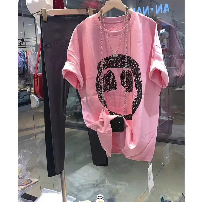 Áo thun nữ tay ngắn in họa tiết cotton nguyên chất kiểu Mỹ, hàng xuất khẩu, giá rẻ, thanh lý kho
