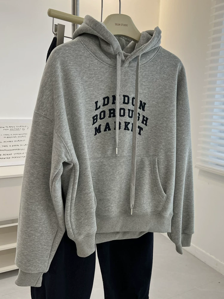 Áo hoodie dáng rộng, kiểu mới đơn giản, đa năng, mùa thu, hàng xuất khẩu, giá rẻ, thời trang