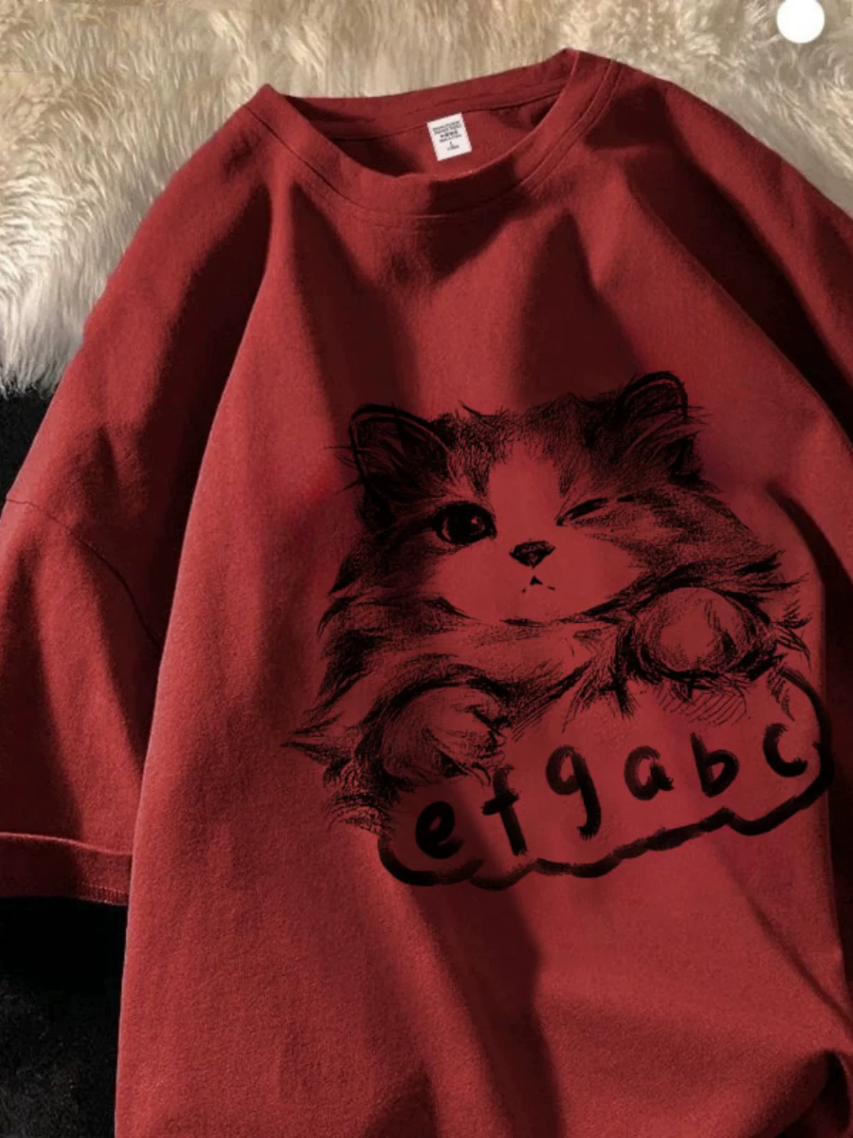 Hàng xuất dư thanh lý~ Áo thun nam nữ cặp đôi phong cách mới đơn giản in hình mèo tay ngắn chất liệu cotton nguyên chất