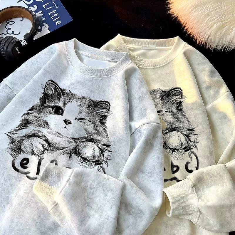 Áo khoác nỉ unisex dày dặn, kiểu dáng thời trang tie-dye, xuất khẩu, giá rẻ, mùa thu đông