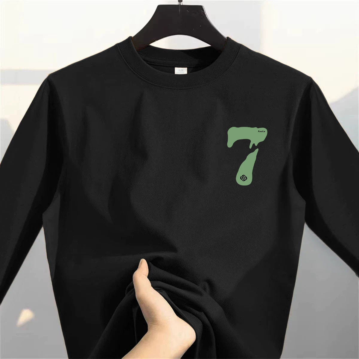 Outlet~ Áo thun cotton thuần chất mới xuất khẩu, kiểu dáng đơn giản, rộng rãi, dài tay, dành cho nam và nữ, thích hợp làm lớp áo lót.