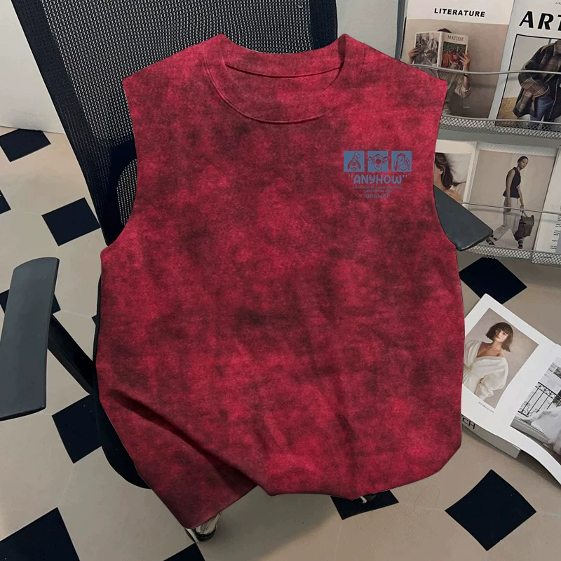Outlet~ Hàng xuất khẩu thanh lý, áo vest thể thao kiểu Mỹ nhuộm tie-dye mới, phong cách ins, giá rẻ
