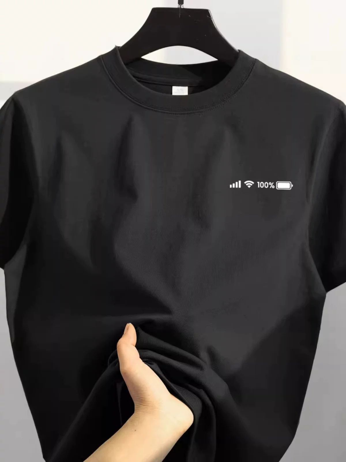 Áo thun cotton 100% chất lượng cao, dáng rộng, in họa tiết đơn giản, tay ngắn, unisex, hàng xuất dư năm 2024