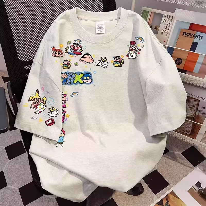 Outlet~ Áo thun ngắn tay in hình cặp đôi nam nữ mới thời trang thương hiệu xuất khẩu