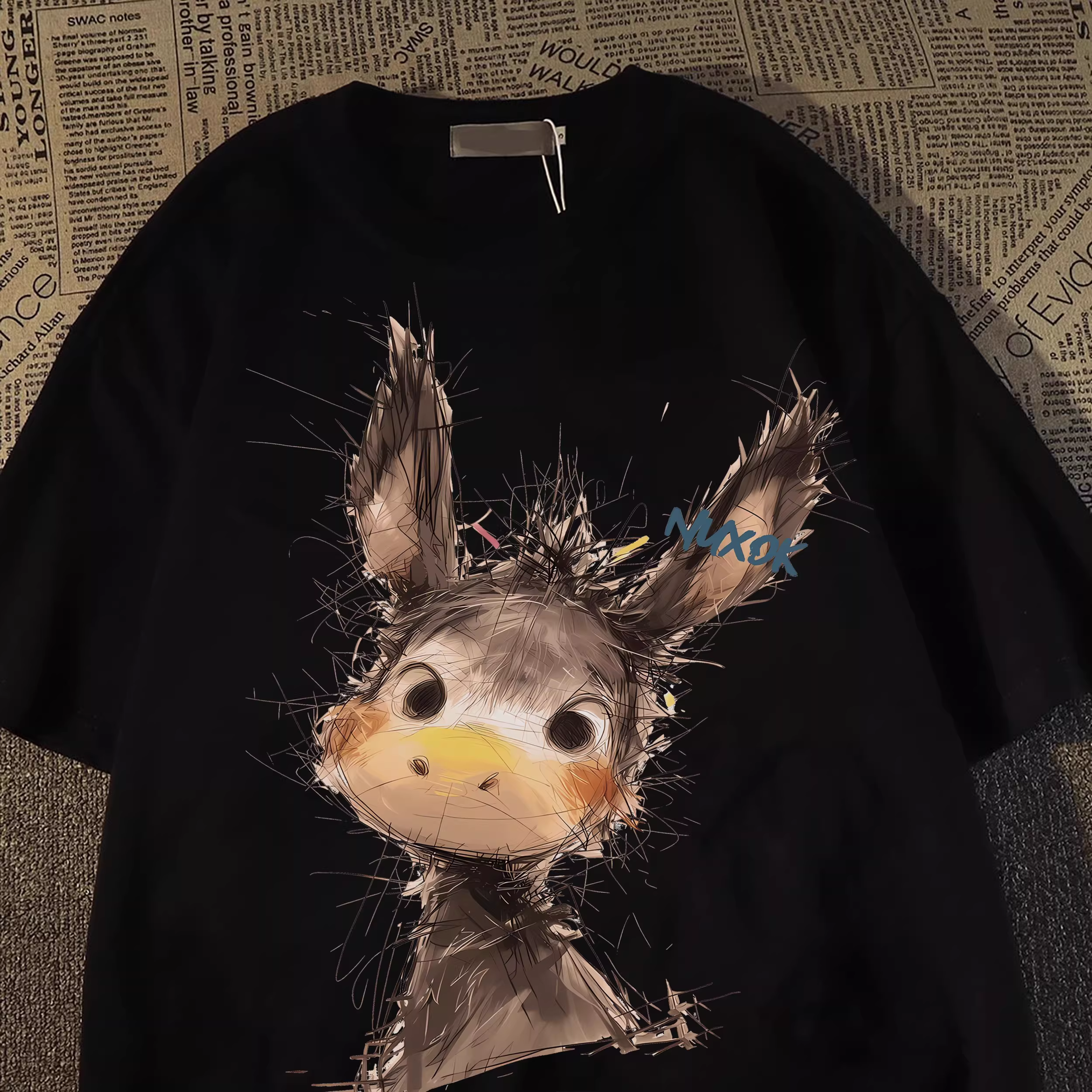 Outlet~ Áo thun ngắn tay in hình hoạt hình đa năng mùa hè, chất liệu cotton nguyên chất, hàng xuất khẩu, thanh lý kho