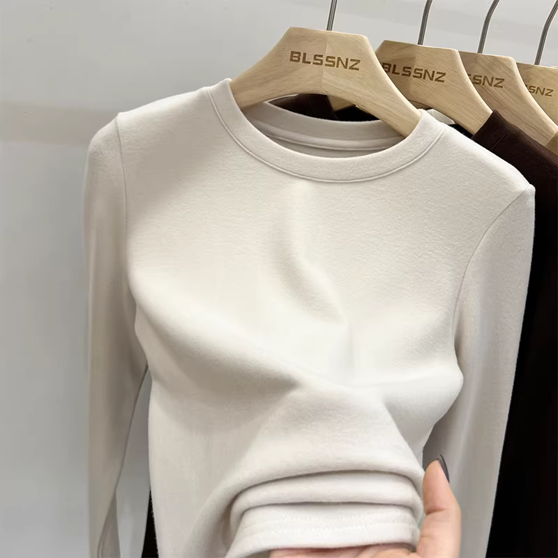 Cửa hàng~ Quần áo xuất khẩu có mác, áo thun lót nhung Đức giá rẻ cho nữ, áo thun dài tay giữ ấm mùa thu đông.