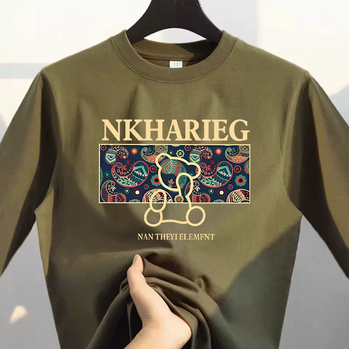 Outlet~ Quầy xuất khẩu hàng hiệu áo thun dài tay dáng rộng chất liệu cotton nguyên chất đa năng mùa thu đông kiểu Mỹ dành cho nam và nữ