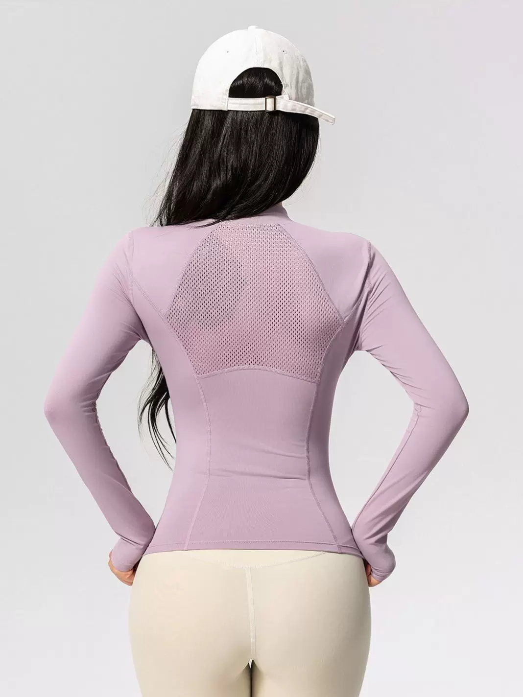 Quần áo nhanh khô cổ đứng dành cho nữ, kiểu dáng ôm sát, thoáng khí, đồ tập yoga thể thao, áo tập yoga chạy bộ mùa thu dài tay.