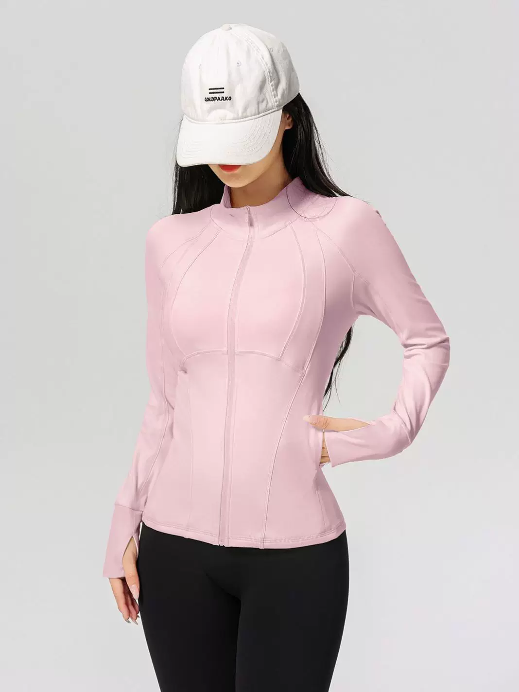 Áo khoác thể thao dành cho nữ, kiểu dáng mới mùa xuân thu, áo tập yoga dài tay ôm sát, áo cardigan có khóa kéo, áo khoác chống gió, trang phục chạy bộ và tập thể dục.