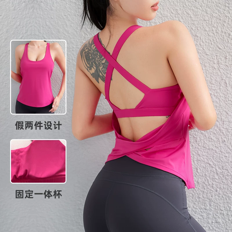 Áo vest thể thao ôm sát có đệm ngực, áo tập yoga lưng đẹp nữ tính, trang phục tập luyện chạy bộ không tay dành cho mùa hè