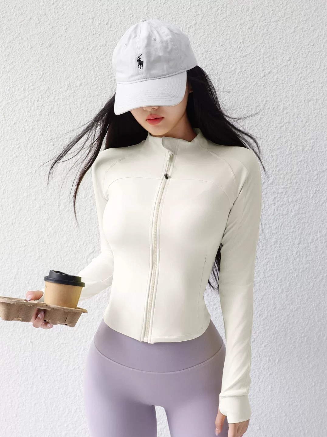 Áo tập yoga cao cấp mẫu mới 2026 dành cho nữ, áo thể thao tay dài ôm sát, áo khoác tập gym cổ đứng có khóa kéo.