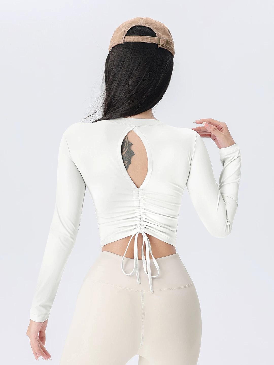 Áo thể thao hở lưng đẹp dành cho nữ có đệm ngực, áo tập thể dục dài tay, áo tập yoga lưng đẹp, ôm sát, nhanh khô