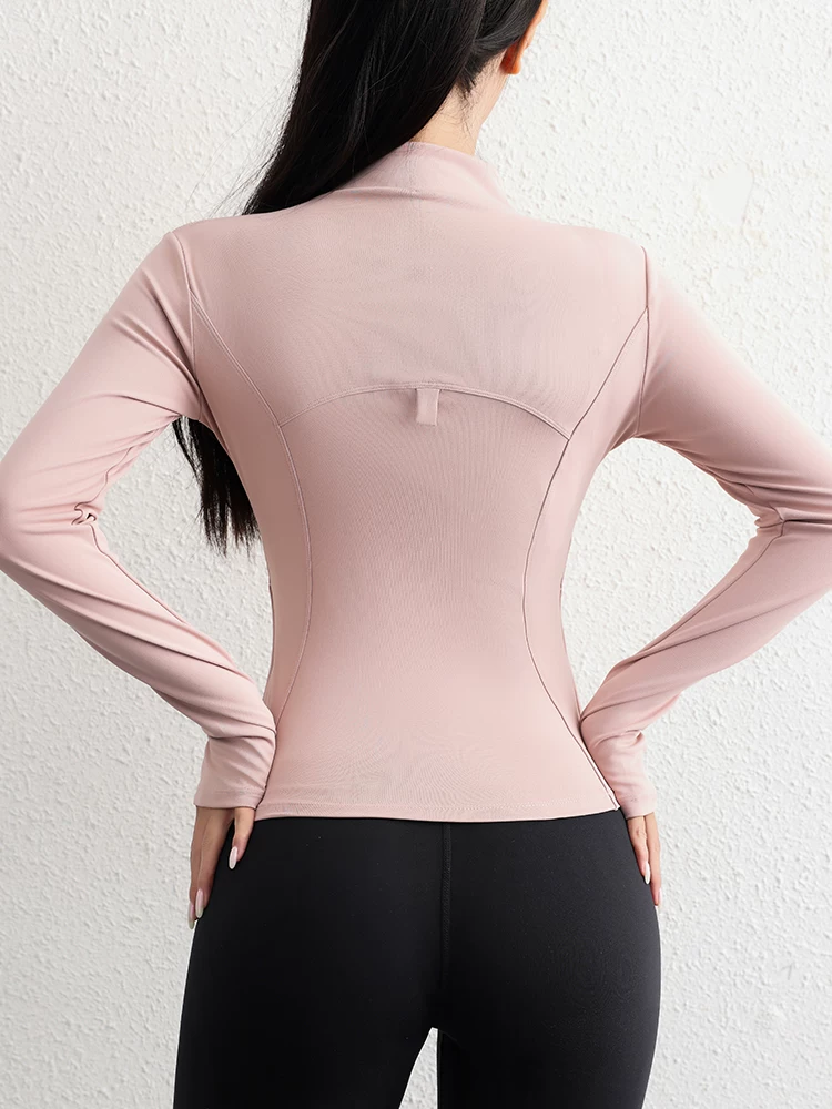 Áo khoác thể thao Jiumai Yipin dành cho nữ, quần áo tập thể dục giảm béo dáng ôm mùa xuân thu, trang phục tập chạy bộ dài tay, trang phục tập yoga Pilates.