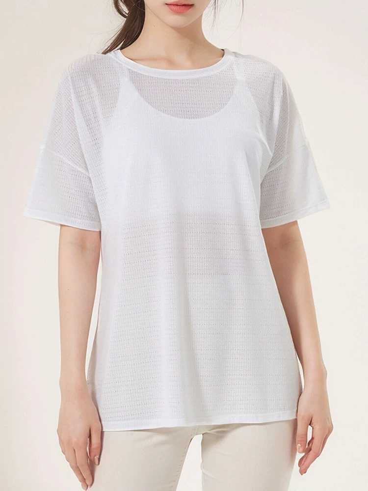 Áo thun thể thao nữ tay ngắn, chất liệu lưới mỏng thoáng khí, kiểu dáng mới hè 2026, thích hợp tập yoga và các hoạt động thể dục thể thao