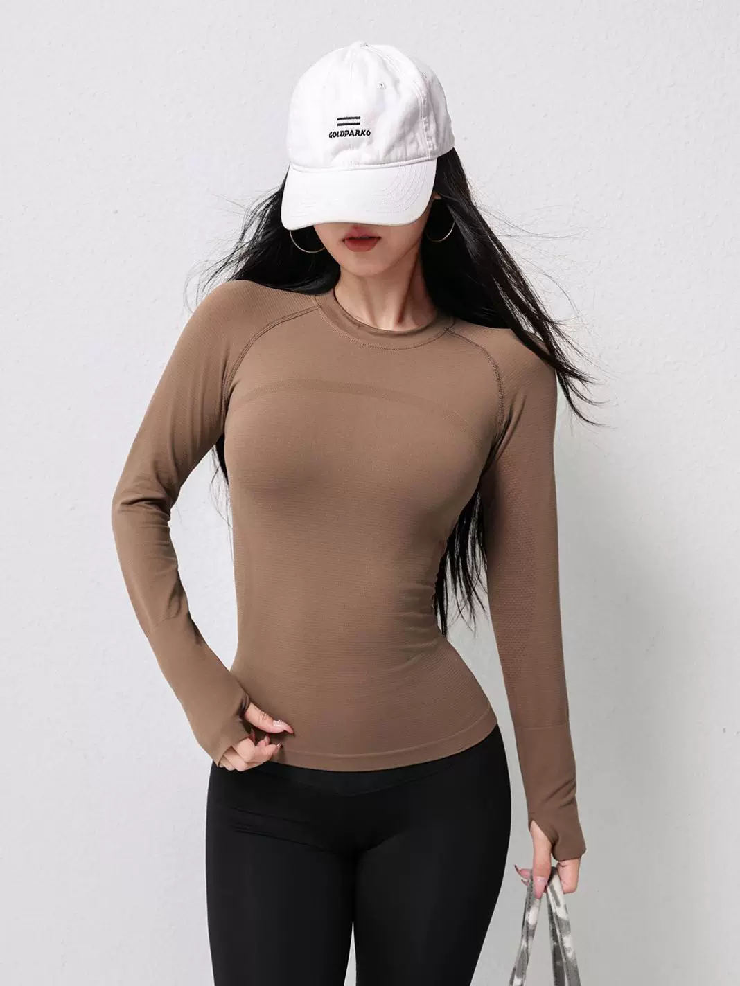 Quần áo tập yoga khô nhanh Jiumai Yipin dành cho nữ, áo thể thao chạy bộ ngoài trời, quần áo tập Pilates, quần áo dài tay tập thể dục mùa thu đông