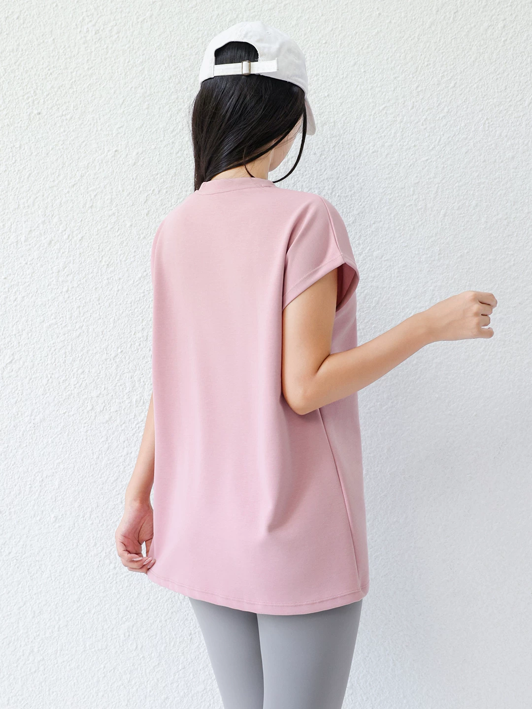 Áo thun thể thao không tay 100% cotton nguyên chất, chất liệu amoniac lỏng, kiểu dáng vest nữ, cổ tròn nhỏ, tay ngắn, mặc tập gym, chạy bộ, yoga, mặc mùa hè, dáng rộng rãi.