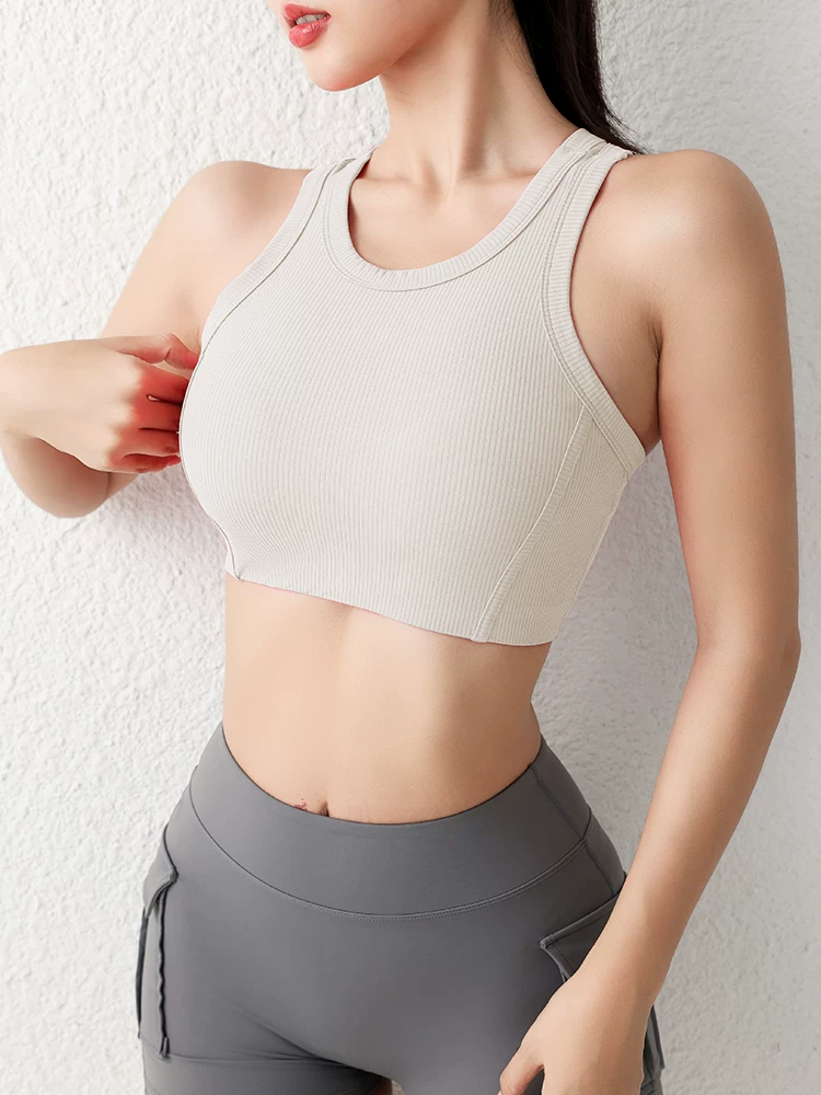 Áo tập yoga có đệm ngực cho nữ, áo thể thao bó sát, tập nhảy dây, áo ngực thể thao cúp ngực cố định, kiểu dáng ngắn, mùa hè.