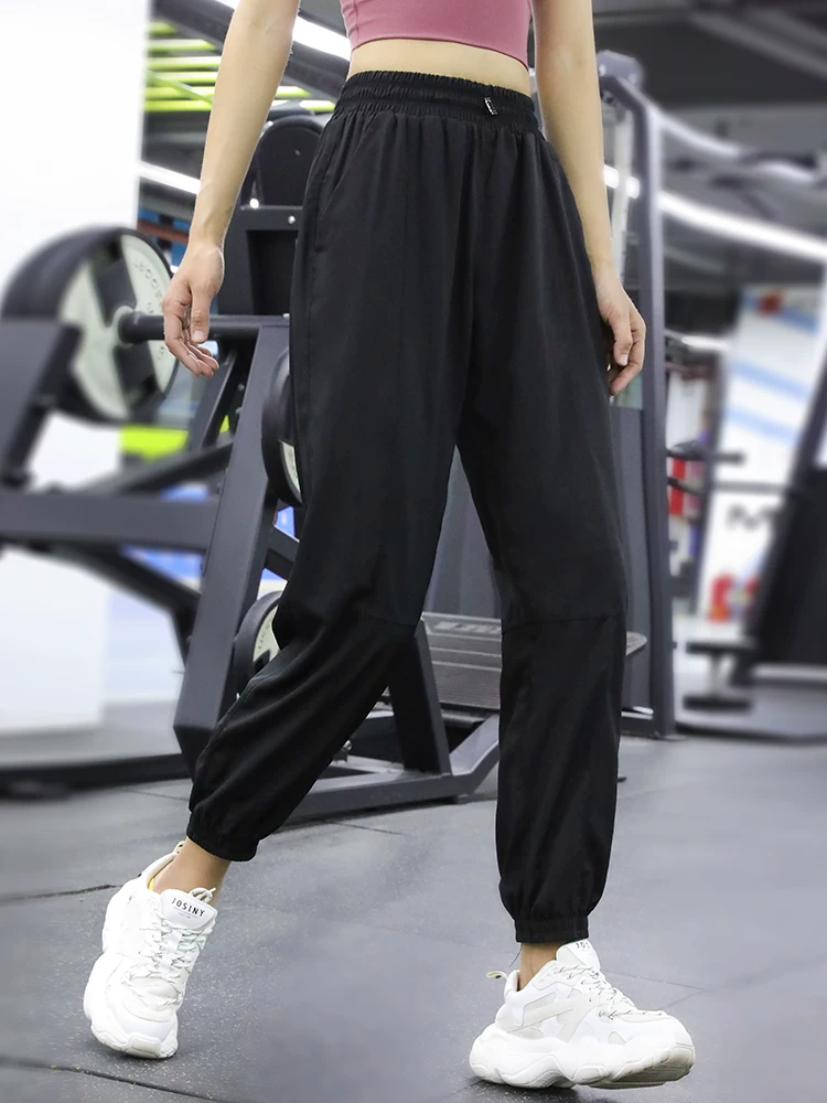 Quần jogger rộng rãi có bo gấu dành cho nữ, quần chạy bộ và tập thể dục, quần yoga cạp cao nhanh khô, phong cách thường ngày mùa thu đông.