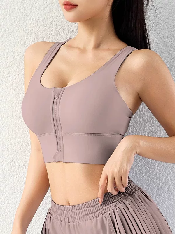 Áo ngực thể thao cường độ cao có khóa kéo, chống sốc, dành cho người có thân hình đầy đặn, áo tập gym lưng đẹp, bộ đồ thể thao chạy bộ nữ.