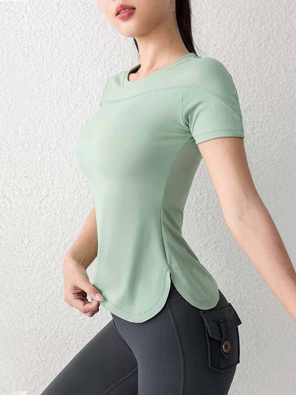 Áo thun thể thao nữ tay ngắn ôm sát, chuyên dụng cho tập yoga, chạy bộ buổi sáng, nhanh khô, thời trang thể thao hè 2026 kiểu mới