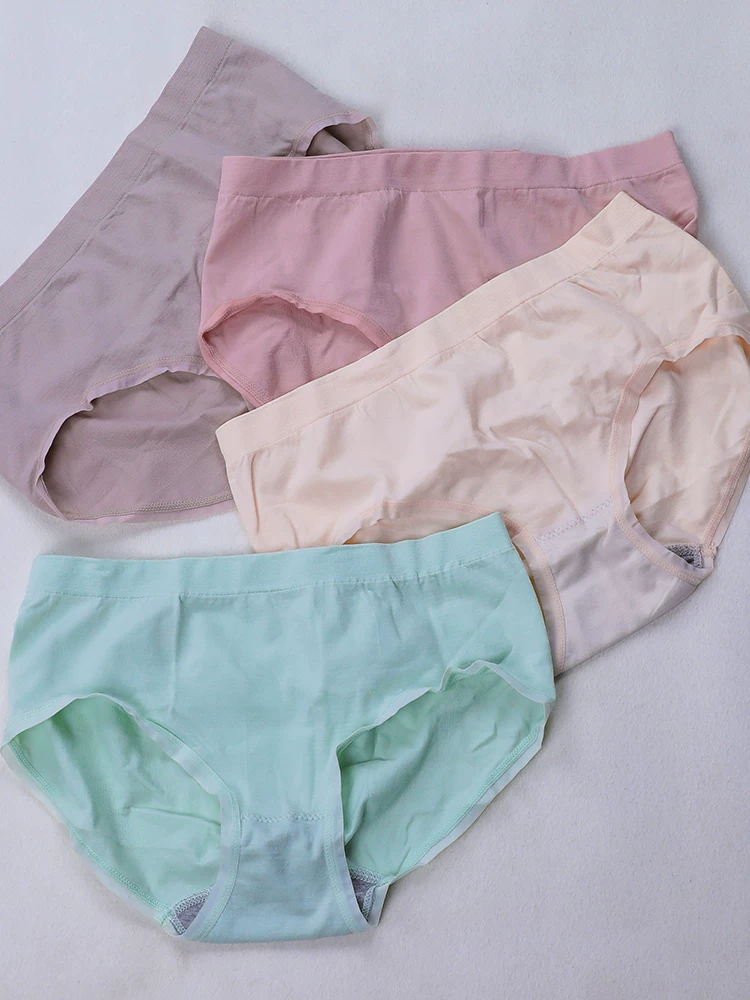 [Gói 4 chiếc] Quần lót liền mạch kháng khuẩn bằng cotton nguyên chất dành cho nữ, quần lót thể thao nhanh khô, thoáng khí, nâng mông, nâng mông